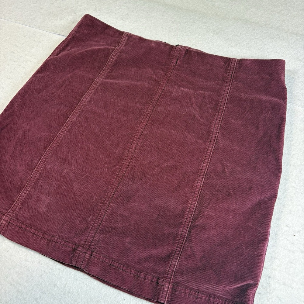 Free People Skirt Womens 12 Modern Femme Corduroy Mini Stretch Mulberry Red Zip